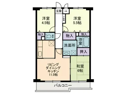 アリスガーデン城郷(3LDK/4階)の間取り写真