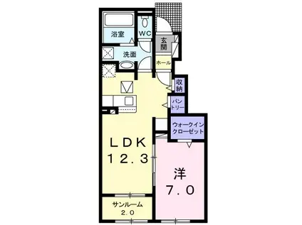 サニーサイド B(1LDK/1階)の間取り写真