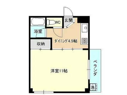 パルミッツォ東三国(1DK/3階)の間取り写真