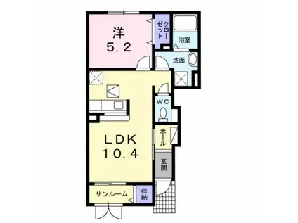 パークヒルズ新発田II(1LDK/1階)の間取り写真