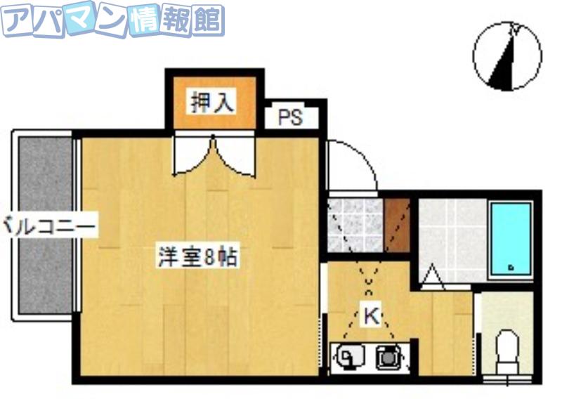 ヒルトップM(1K/2階)の間取り写真