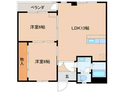 コーポ大泉(2LDK/2階)の間取り写真