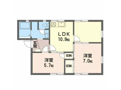ボンリビェール吉田(2LDK/1階)の間取り写真