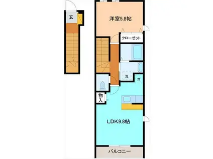 ベルソレイユ(1LDK/2階)の間取り写真