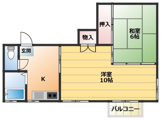 パルミエール岸里(2K/2階)の間取り写真