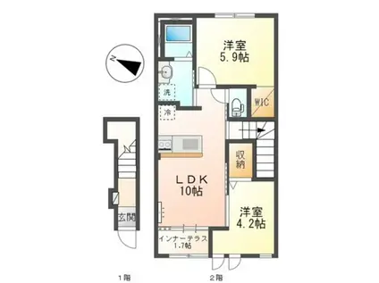 フェリーチェ関空(2LDK/2階)の間取り写真