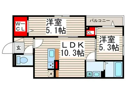 セレスティア東葛西II(2LDK/3階)の間取り写真