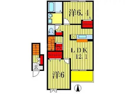 ナリッシュ(2LDK/2階)の間取り写真
