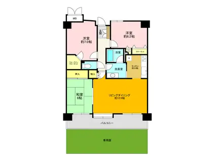 ソフィア習志野104(3LDK/1階)の間取り写真