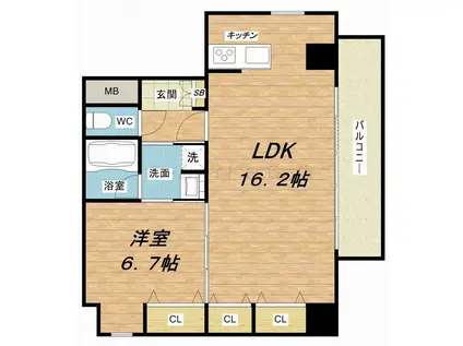 コスモリード谷町六丁目(1LDK/11階)の間取り写真