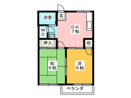 メゾン浅野A(2DK/2階)の間取り写真