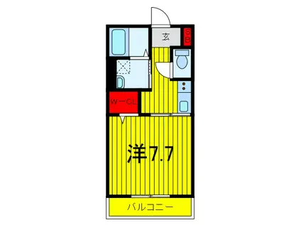 セキスイ川口ビューテラス(1K/1階)の間取り写真