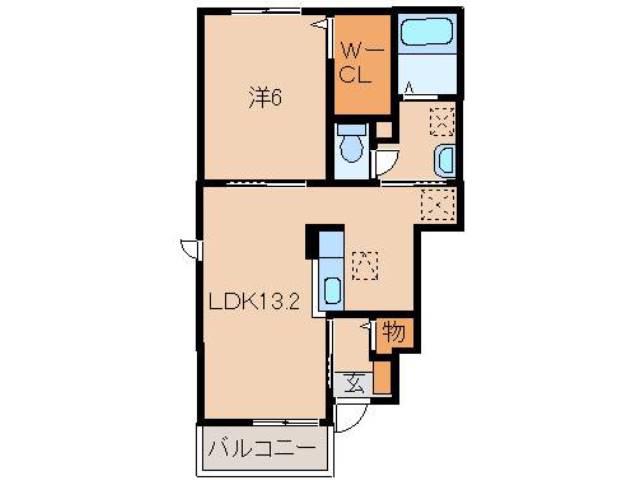 アーベンロートA(1LDK/1階)の間取り写真