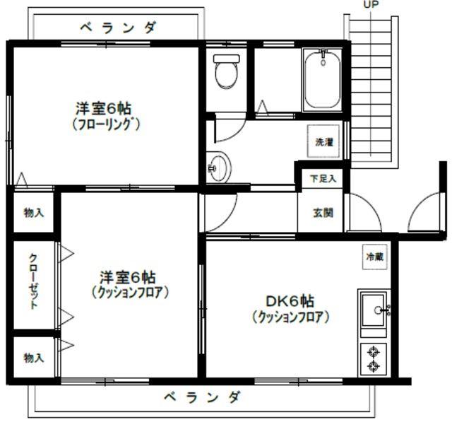 シティハイツウエダ(2DK/2階)の間取り写真