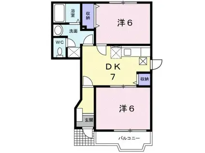 メゾンカルフールA(2DK/1階)の間取り写真