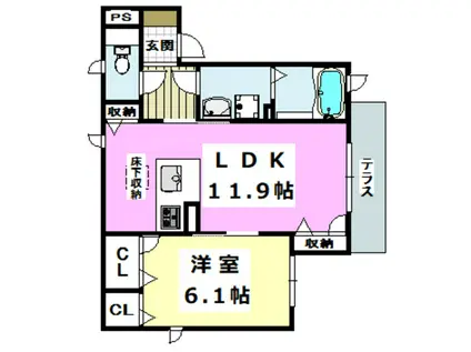 メゾン・ベルエア(1LDK/1階)の間取り写真