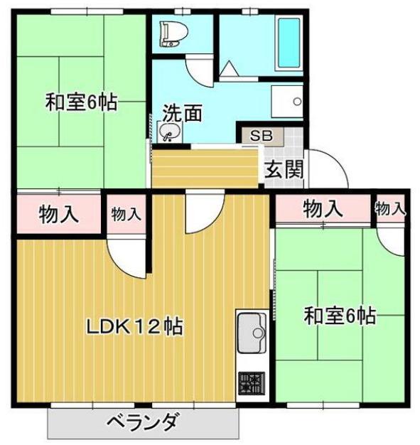 JR播但線 京口駅 徒歩18分 2階建 築31年(2LDK/1階)の間取り写真