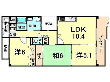 KDXレジデンス夙川ヒルズ 3番館(3LDK/3階)の間取り写真