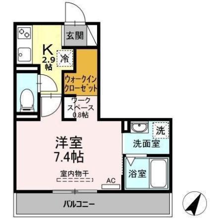 ぴりか/ひより ひより(1K/2階)の間取り写真