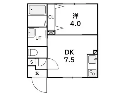 ラフィーネ西町(1DK/4階)の間取り写真