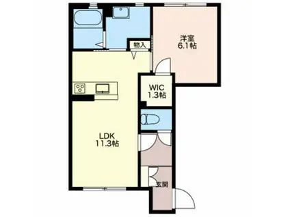 ステラ要町(1LDK/1階)の間取り写真