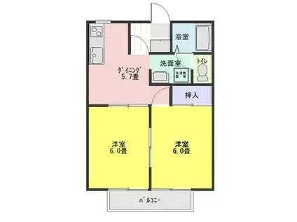 サンテラス(2DK/2階)の間取り写真