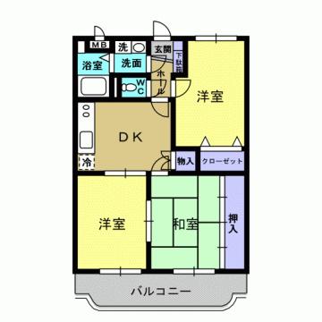 コーポラスソレイユ(3DK/1階)の間取り写真