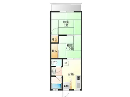 富士荘(2K/2階)の間取り写真