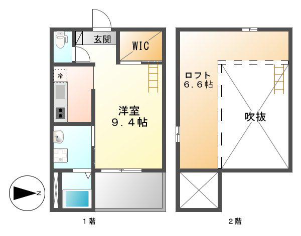 VEGA新富(1K/1階)の間取り写真