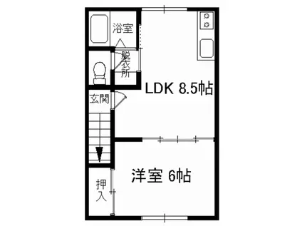 サニーライフ青柳(1LDK/2階)の間取り写真