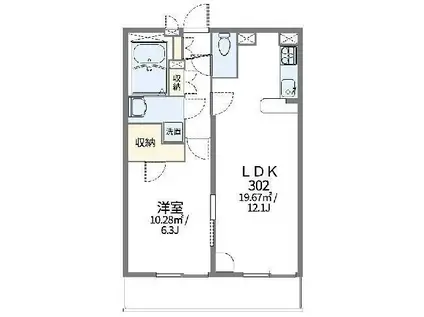 レオパレスイーストAGEI(1LDK/3階)の間取り写真