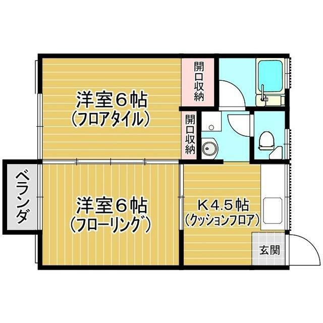 コーポ湘南(2K/2階)の間取り写真