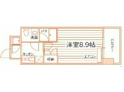 ルラシオン岡山野田屋町(1K/9階)の間取り写真