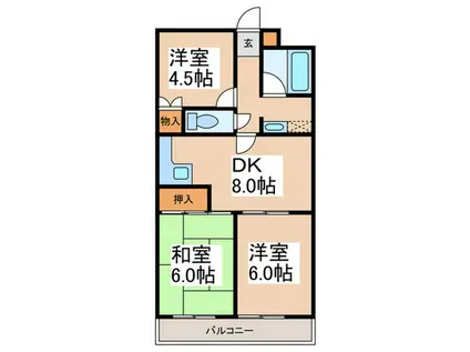 モンブラン田奈(3DK/1階)の間取り写真