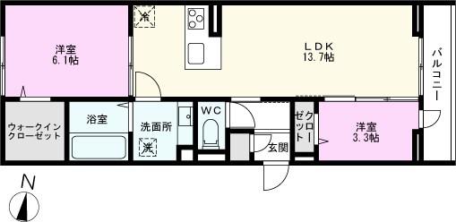 グラン南越谷(2LDK/3階)の間取り写真
