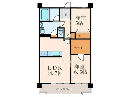 グランドパレス黒崎ランドマークス(2LDK/4階)の間取り写真
