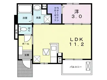 プリマヴェーラ六番館(1LDK/1階)の間取り写真