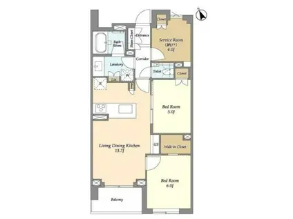 JP NOIE 等々力(2SLDK/7階)の間取り写真