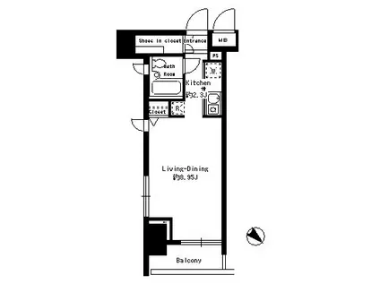 パークルージュ赤坂檜町(ワンルーム/4階)の間取り写真