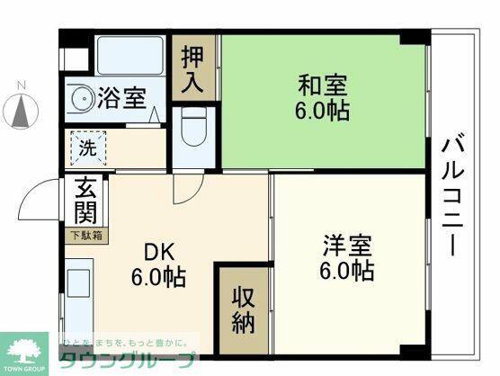 サンコート上大岡(2DK/2階)の間取り写真