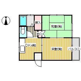SHI-COCO II(2K/2階)の間取り写真