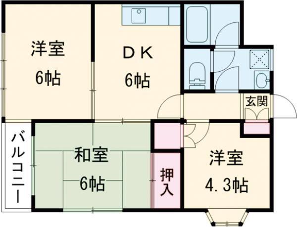セレーノ東町II(3DK/3階)の間取り写真