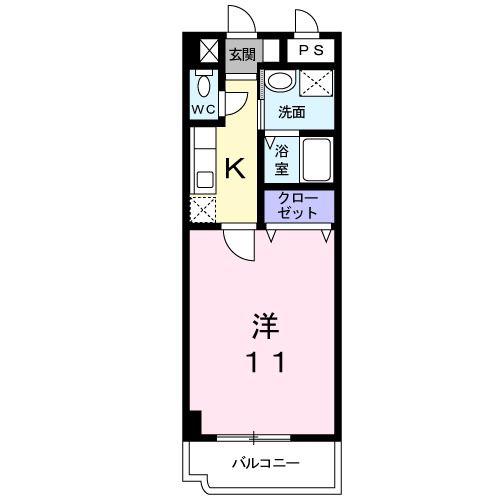 ロワゾブルー(1K/5階)の間取り写真