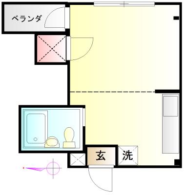 サチコーポ(ワンルーム/2階)の間取り写真
