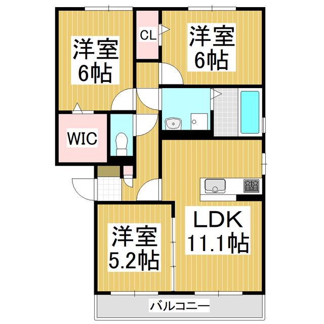 ロイヤルコート大瀬木 II(3LDK/3階)の間取り写真