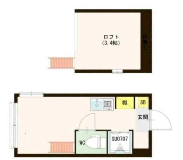 CELESTE中野坂上(ワンルーム/2階)の間取り写真