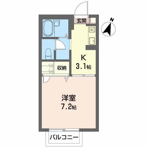 ジュネス古高山II(1K/2階)の間取り写真