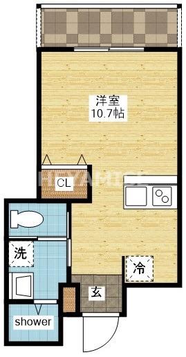 シーフロント(ワンルーム/4階)の間取り写真