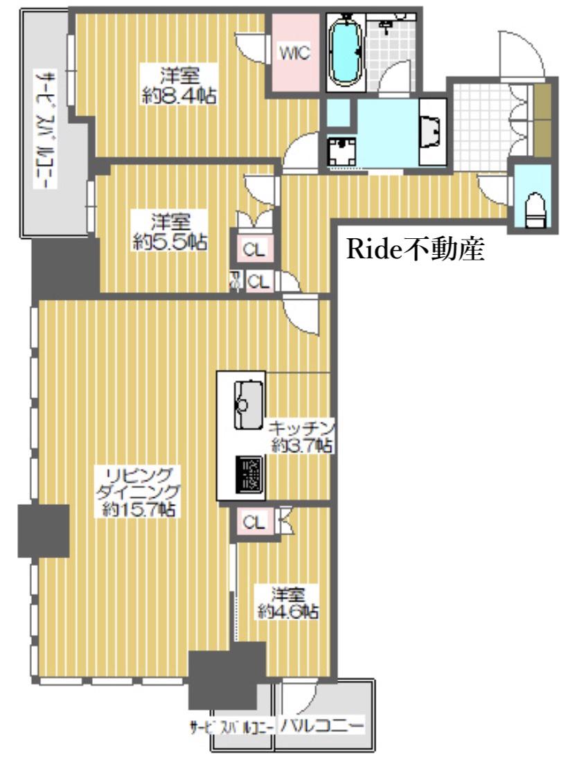 シエリアタワー大阪堀江(3LDK/39階)の間取り写真