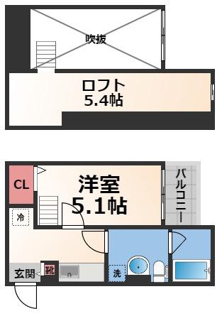 VALENTI小阪(1K/1階)の間取り写真